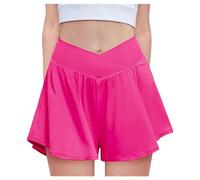 Girls Butterfly Shorts Crossover Athletic Shorts with Pockets 2 in 1 Flowy Running Skorts for Teen, Girls, Youth 5-14 Years