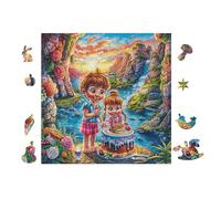 Girls by The River Cottage 100-piece Jigsaw Puzzle Set Family Puzzle Lovers Brain Training Indoor Game Family Game Night Summer Gift Durable Board 28x28cm