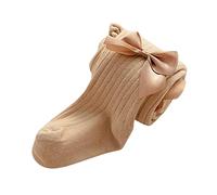 Girls Cable Knit Tights with Bow Stretchy Thermal Footed Leggings Stocking Kids Baby School Un form Cotton Thick Full Length Pantyhose Tights (Beige, 2-4 Years)