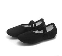 Girls Canvas Ballet Shoes Canvas Ballet Slipper Gymnastic Dance Flat Cotton Ballerina Shoes with Crossing Elastic Straps for Toddlers Kids Black
