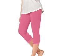 Girls Capri Leggings Elasticated High Waisted Dance Leggings Kids Plain Yoga Pants Stretchy Cotton 3/4 Tights Solid Color Cropped Trousers Lightweight Summer (Pink, 12-13 Years)