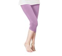 Girls Capri Leggings Stretchy Pleated Cropped Trousers High Waisted Kids Lightweight Casual Athletic Yoga Dance Tights Elastic Skinny Capri Pants (Purple, 12-13 Years)