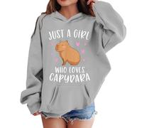 Girls Capybara Print Hooded Pullover Sweatshirt Long Sleeve Pocketed Top for Big Kids Fall Winter Wear Boys Clothing Green Hoodie Gifts 12 Year Olds Black Jumper 3 Old Girl Clothes