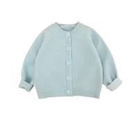 Girls Cardigan 1Sweater Fall Knitted Long Sleeve Crewneck Oversized Button Down Coat Kids Winter Cotton Soft Jacket (Light Blue, 0-3 Months)