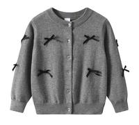 Girls' Cardigans Knitted Long Sleeve Sweater Cute School Jumper Button Down Cotton Knitted Cardigans Bow-Tie Knitwear Tops Chunky Warm Lightweight Cardigans Coat Casual Fall Clothes Age 13-14 Years