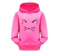 Girls Cartoon Print Hoodie Pullover Long Sleeve Warm Cosy Sweatshirt Jumper Top for Toddler School Everyday Play Cute Fun Outfit(6-7 Years) Hot Pink