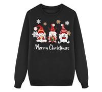 Girls Casual Christmas Sweatshirt Festive Santa and Mail Letter Print Basic Round Neck Pullover Top Black