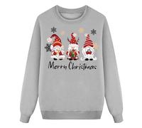 Girls Casual Christmas Sweatshirt Festive Santa and Mail Letter Print Basic Round Neck Pullover Top Grey