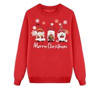 Girls Casual Christmas Sweatshirt Festive Santa and Mail Letter Print Basic Round Neck Pullover Top Red
