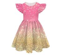 Girls Casual Dresses Summer Ruffle Sleeveless A-Line 3D Bling Printed Rainbow Party Dress Princess Costumes for Girls Elegant O-Neck Sundress Summer Beach Swing Birthday Party School Daily