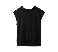 Girls Casual Hoodie Vest Top Short Sleeve Solid Drawstring Pocket Hooded Tee Shirt Comfortable Stylish Kids Outerwear