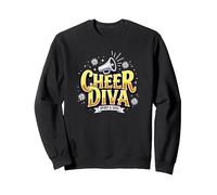 Girls Cheer Diva: Spirit & Sass Cheerleading Design Sweatshirt, Adult Unisex, Black, XL
