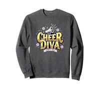 Girls Cheer Diva: Spirit & Sass Cheerleading Design Sweatshirt, Adult Unisex, Dark Heather Grey, S
