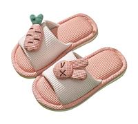 Girls' / Child Home Slide Inner Floor Cute Cartoon Soft Comfortable Non-Slip Cotton Linen Slippers Bathing Shoes, a, 8 UK Child
