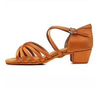 Girls Children/Child/Kids Ballroom Tango Salsa Latin Dance Shoes(102 Brown,35)