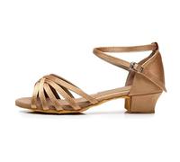 Girls Children/Child/Kids Ballroom Tango Salsa Latin Dance Shoes(202 Beige,36)