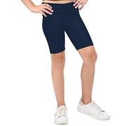 Girls Children Full Length Plain Cotton Leggings Cycling Shorts 1/2 Crop Leggings Solid 1/2 Length Half Pants (1/2 Leggings Navy 7-8 Years)