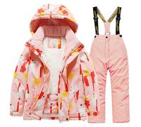 Girls Children's Boys Romper Snowsuit Ski Suit Kids Fleece Lined Ski Jacket & Pants Set Winter Snowboarding Rain Coats Girls Boys Snow Suits (4-6 Years) Pink