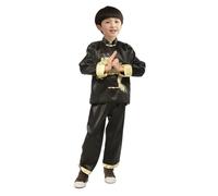 Girls Chinese Style Clothing Kung Fu Outfits 2pcs/Set Kids Tang Suit Traditional Dragon New Year Stand Collar Long Sleeves Top Elastic Waist Pants Black 120 cm