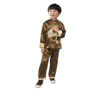 Girls Chinese Style Clothing Kung Fu Outfits 2pcs/Set Kids Tang Suit Traditional Dragon New Year Stand Collar Long Sleeves Top Elastic Waist Pants Green 140cm