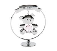Girls Christening Gift. Pink Teddy Bear with Swarovski Elements