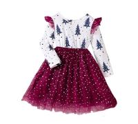 Girls Christmas Dress 7To8 - Children Girls Spring and Autumn Christmas Dress (Red, 3-4 Years)
