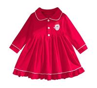 Girls Christmas Dress 9-10 Years - Autumn Girls Dress With Half Cardigan and Notched Collar Elegant Party Wear for Holiday Festive Season (Red, 4-5 Years)