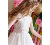 Girl's Christmas dress with sequins and tulle ecru