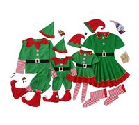 Girls Christmas Elf Costume Hooded Top Long Sleeve Festive Pullover Casual Soft Stretch Comfortable Loose Fit Holiday Outfit Family Matching Party Performance Trend Fashion Girl (A01-A, 6-7 Years)