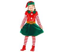 Girls Christmas Elf Fancy Dress Costume
