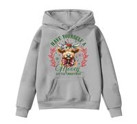 Girls Christmas Hoodie Cute Bow Print Pullover Long Sleeve Soft Cosy Sweatshirt Jumper Top for Holiday Western Aesthetic School Fun(Grey, 3-4 Years)