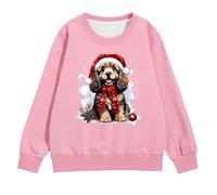 Girls Christmas Jumper 5-6 Sweatshirt - Print Girls Long Sleeve Crewneck Pocket Cozy Winter Pullover Soft Fleece Casual Top for Holiday Season Festive Outfit (18-24 Months)