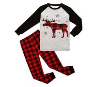 Girls Christmas Outfit - Boys Themed Long Sleeve Pajama Cozy Two Piece Loungewear For Holiday Season Festive Family Sleepwear Soft Blend Kids Outfit (Grey, 8-9 Years)