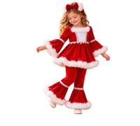 Girls Christmas Outfit Long Sleeve Top Pants Set UK Fancy Party Costume | Polyester, Skirted Top, Long Pants, Fall Winter, Ages 0 To 4, Cosy Feel, Easy Wear, Lightweight, Party Nights