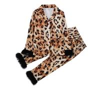 Girls Christmas Pyjamas Set Cute Printed Long Sleeve Top and Pants Festive Holiday Outfit Two Piece Pajama Party Sleepwear (Yellow-D, 10T(140))