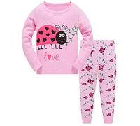 Girls Christmas Pyjamas Set Toddler Clothes Sleepwear Animal Printed Nightwear Winter Long Sleeve PJs 2 Piece Outfit Xmas Gift for Kids Age 1-2 Years