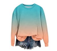 Girls Christmas Sweatshirt Cute Gradient Printed Long Sleeves Sweatshirts Casual Crew Neck Fall Winter Pullover Tops Toddler Clothes Casual Comfy Fleece Jumper School Warm Teen Girl Coat