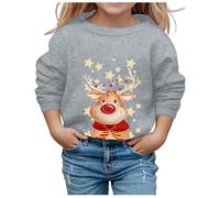 Girls Christmas Sweatshirt, Girls Christmas Jumper Graphic Xmas Theme Round Neck Pullover Long Sleeve Top Cosy Jumper Loose Cute Cartoon Casual Sports