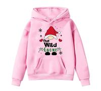 Girls Christmas Sweatshirt Gnome Print Crewneck Pullover Long Sleeve Soft Cosy Jumper Top for Holiday Family Matching School Festive(3-4 Years) Pink
