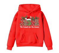 Girls Christmas Sweatshirt Leopard Plaid Letter Graphic Print Round Neck Long Sleeve Soft Jumper Top for Family Parties School Winter Cosy(Red, 3-4 Years)