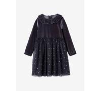 Girl's Christmas velvet dress with starry tulle anthracite