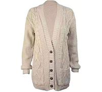 Girls Chunky Knitted Long Sleeve Grandad Cardigan Childrens Button Pocket Warm Winter Sweater