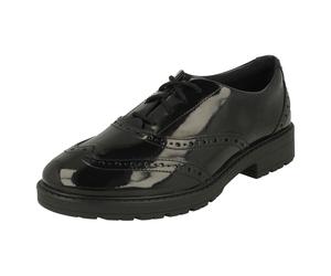 Girls Clarks Brogue Detail Lace Up Leather School Shoes Loxham Brogue Y