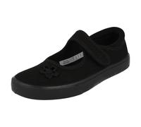 Clarks Girl's Hopper Go Ballet School Shoes, Black Fabric, 4 UK Child