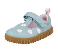 Girls Clarks Leather Daisy Flowers T-Bar Hook Loop Casual Shoes - Cove Spring T