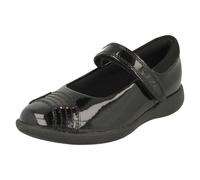 Girls Clarks Leather Patent School Shoes Mary Jane Smart Black 'Etch Beam'