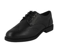 Clarks Tapa Pure Brogue Black leather Kids girls school shoes 8497-66F in a Plain Leather in Size 3.5