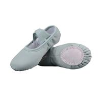 Girls Classic Canvas Ballet Shoes - Split-Sole Dance Slippers with Cross Elastic Strap Slip-On Flats School Shoes Breathable Lightweight Ballerina Trainers Body Shaped Footwear 3-12 Years