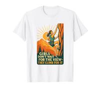 Girls Climb for The View Retro Hiking Climbing Adventure T-Shirt
