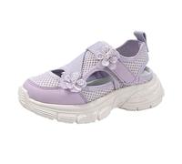 Girls Closed Toe Kids Mesh Summer Shoes Non Slip Breathable Hook Loop Adjustable Cute Princess Soft Sole Fashion Casual Outdoor Beach Sports Walking Protective Comfortable Trainers Size 3.5